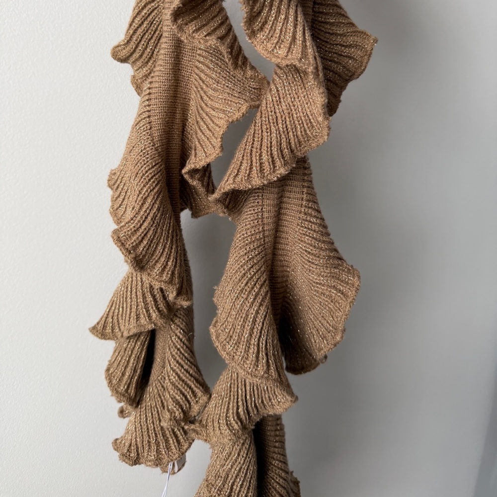 Gold Knit Ruffle Scarf - Picture 5 of 7